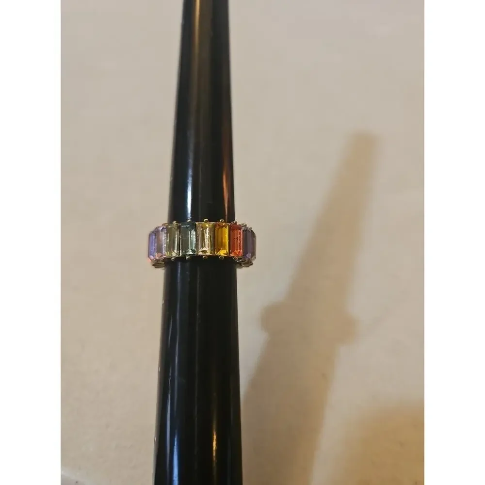 Sugarfix Multicolor Crystal Baguette Ring - Size 8